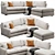 Versatile Axis Sofa, Customizable Velvet/Leather 3D model small image 4