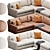 Versatile Axis Sofa, Customizable Velvet/Leather 3D model small image 5