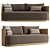 Modern Teak Sofa with Cushion 3D model small image 1