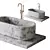 Luxury Marble Freestanding Bath Set 3D model small image 1