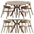 Solid Wood Dining Set Ensemble 3D model small image 1