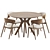 Solid Wood Dining Set Ensemble 3D model small image 2