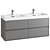 Modern Oak Cabinet Washbasin Set 3D model small image 1