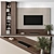 Modern Rustic Wood TV Wall 3D model small image 3