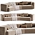 Modern Curved Cotton Sofa Duo 3D model small image 1