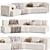 Modern Curved Cotton Sofa Duo 3D model small image 2