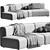 Modern Curved Cotton Sofa Duo 3D model small image 6