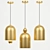 Elegant Gold Bell Pendant Lamp 3D model small image 2