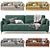 Leri Velvet Sofa with Accessories 3D model small image 3