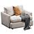 Stylish Lounge Armchair in Velvet/Leather 3D model small image 2