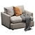 Stylish Lounge Armchair in Velvet/Leather 3D model small image 3