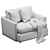 Stylish Lounge Armchair in Velvet/Leather 3D model small image 4