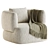 Modern Martina Swivel Armchair in Off-White Boucle 3D model small image 2