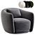 Sleek Swivel Armchair in Steel 3D model small image 1