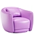 Sleek Swivel Armchair in Steel 3D model small image 7