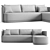 Byron Teak Right-Arm Sectional Sofa 3D model small image 3