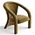 Sculptural Green Velvet Armchair 3D model small image 4