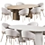 Modern Oval Dining Set 3D model small image 1