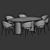 Modern Oval Dining Set 3D model small image 5