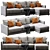 Modern Deep Seating Chaise Sectional 3D model small image 3