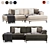 Modern Edwin Velvet Corner Sofa 3D model small image 1