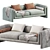 Contemporary Modular Velvet Judo Sofa 3D model small image 2