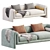 Contemporary Modular Velvet Judo Sofa 3D model small image 3