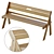 Wooden Folding Bench, Solid Wood 3D model small image 2