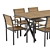 Teak Metal Dining Furniture Set 3D model small image 4