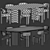 Elegant Oval Dining Set 3D model small image 5