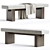 Elegant Linen Upholstered Bench 3D model small image 1