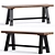 Elyon Rustic Wood Industrial Bench 3D model small image 1
