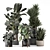 Wood and Stone Indoor Plant Set 3D model small image 1