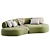 Colorful Velvet Lounge Sofa Ensemble 3D model small image 5