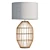 Rattan Table Lamp with Fabric Shade 3D model small image 2