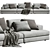 Elegant Cassina Miloe 3-Seater Sofa 3D model small image 3