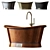 Antique Brass Enamel Freestanding Bath 3D model small image 1