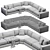 Modern Oceanside Sectional Sofa Set 3D model small image 5