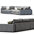 Island Grey Blue Corner Sofa 3D model small image 5