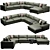 Contemporary Sectional Sofa Set 3D model small image 2