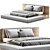 Modern Fabric Upholstered Platform Bed 3D model small image 3