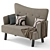 Elegant Austin Sofa in Gray 3D model small image 2