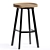 Rustic Swivel Wood Barstool 3D model small image 1