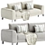 Elegant Blanc 3-Seater Sofa 3D model small image 1