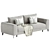 Elegant Blanc 3-Seater Sofa 3D model small image 2