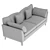 Modern Turquoise Siena Sofa 3D model small image 6