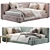 Modern Corner Bed in 6 Colors 3D model small image 3