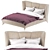 Beige Velvet Siena Bed 3D model small image 1