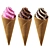 Colorful Ice Cream Cones Kit 3D model small image 1