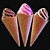 Colorful Ice Cream Cones Kit 3D model small image 5